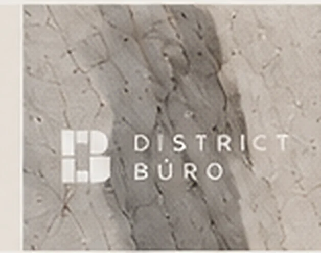 District Büro identity archive: concrete texture and the DB mark